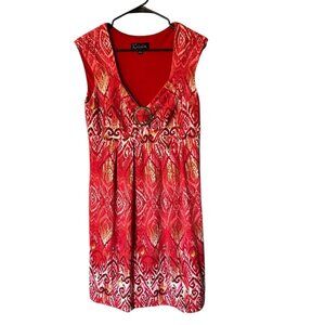 K Studio Collection Women's Red & White Sleevless Dress